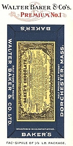 Walter Baker & Co's. Premium No. 1 Fac-simile of 1/2 Lb. Package.