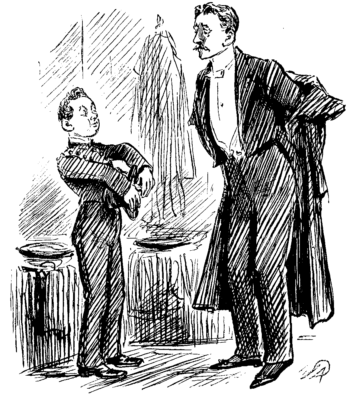 Smart new boy in cloak-room