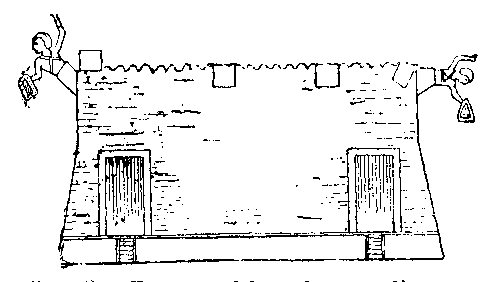 Fig 28.--Façade of fort, from wall-scene, Beni Hasan, Twelfth Dynasty.