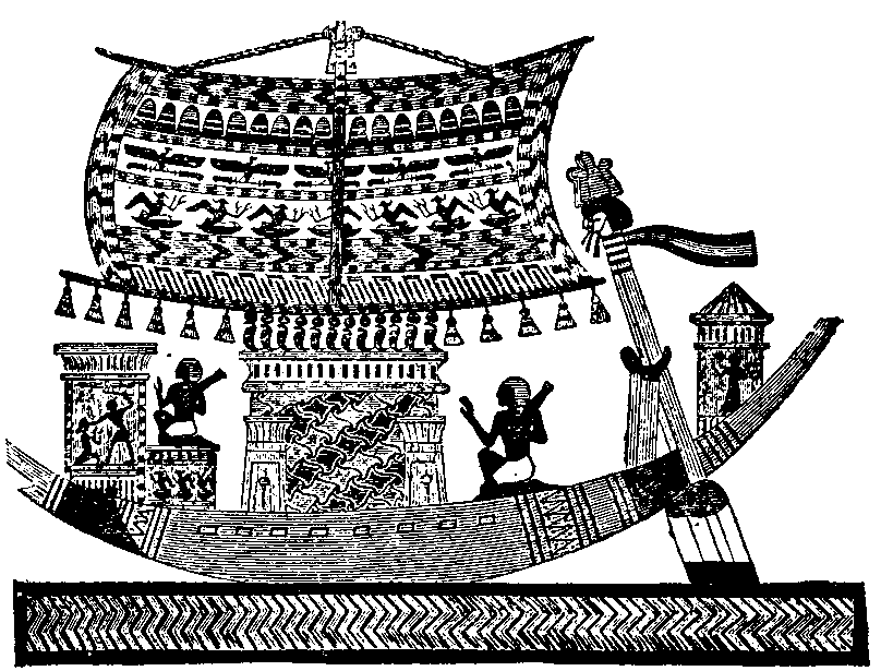 Fig 275.--Bark with cut leather sail; wall-painting tomb of Rameses III.