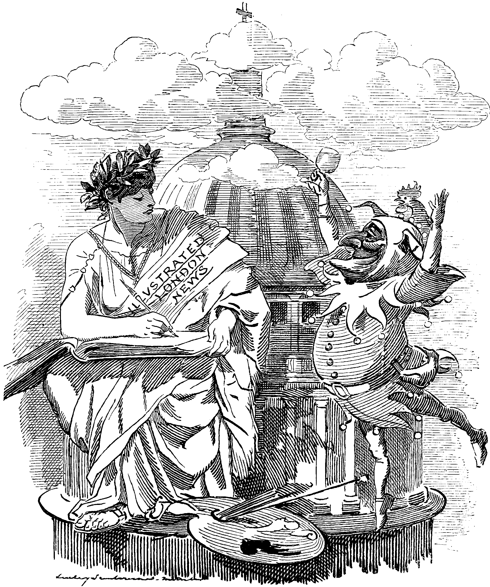 MR. PUNCH CONGRATULATES MADAME ILLUSTRATED LONDON NEWS ON ATTAINING HER JUBILEE, AND BEING YOUNGER THAN EVER.