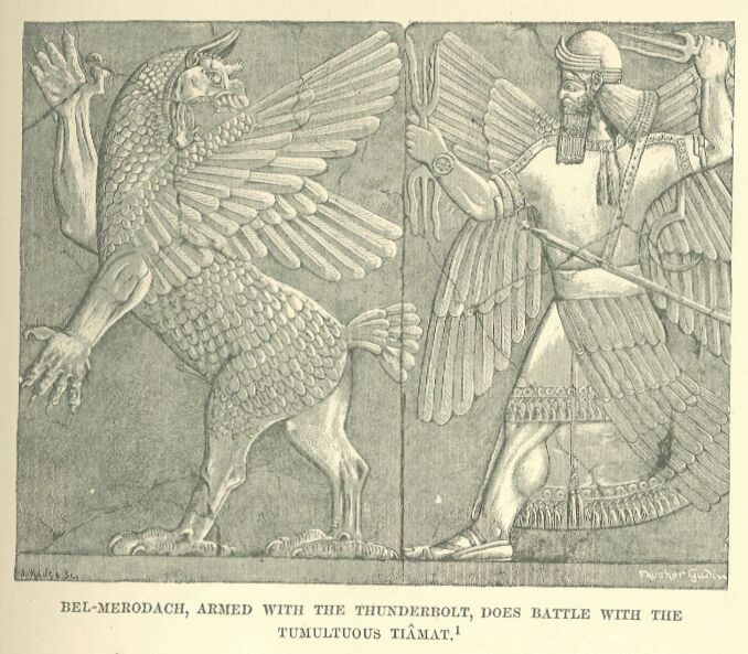 009.jpg Bel-merodach, Armed With the Thunderbolt, Does Battle With the Tumultuous Tiamat.