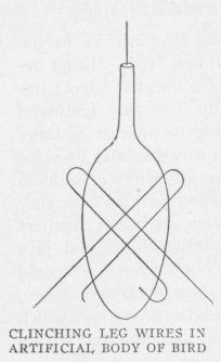 CLINCHING LEG WIRES IN ARTIFICIAL BODY OF BIRD