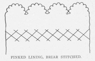 PINKED LINING, BRIAR STITCHED.
