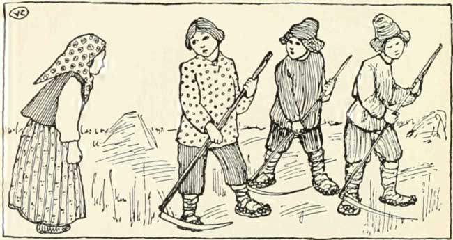 And she came to the hay-makers