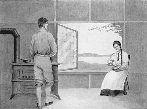 "HE WAS STIRRING THE PORRIDGE INDUSTRIOUSLY, WHILE SHE MIXED THE JOHNNY-CAKE." "HE WAS STIRRING THE PORRIDGE INDUSTRIOUSLY, WHILE SHE MIXED THE JOHNNY-CAKE."