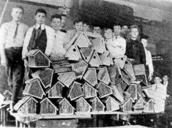 FIG. 36. MAKING BIRD HOUSES TO ORDER. FIG. 36. MAKING BIRD HOUSES TO ORDER.