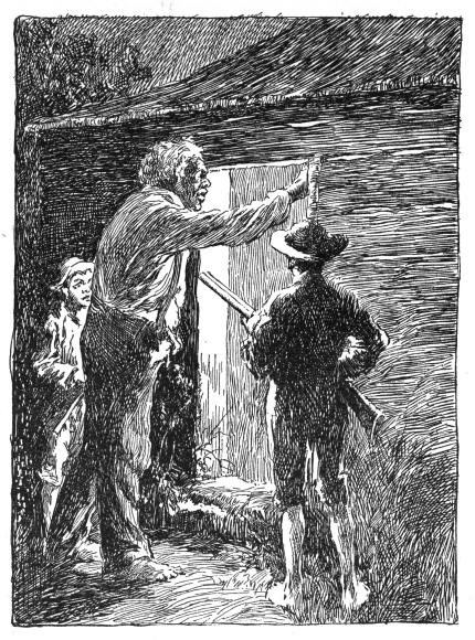 THE OLD MAN WALKED UP TO THE DOOR, AND STANDING ON ONE SIDE FLUNG IT OPEN. THE OLD MAN WALKED UP TO THE DOOR, AND STANDING ON ONE SIDE FLUNG IT OPEN.
