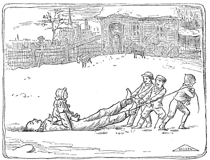 HOW TO MAKE A CHEAP SLED. Procure a long, narrow boy, lay him on his back, and fasten ropes to his legs, and your sled is ready for use.