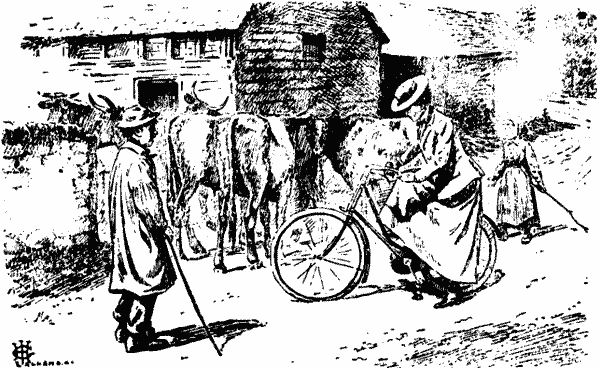 Cyclist whose tyre has become deflated