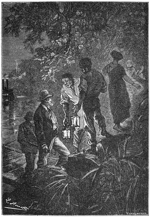 Aan het uiteinde van de pier stonden twee zwarten te wachten. (Bladz. 16.)