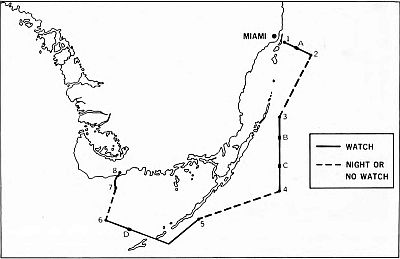 A sample cruise track with cetacean sightings. Linked to larger image of figure B1.