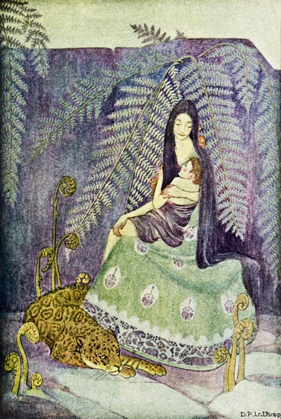 SHE RAISED HIM IN HER ARMS AND PRESSED HIM TO HER BOSOM, WRAPPING HER HAIR LIKE A WARM MANTLE AROUND HIM.