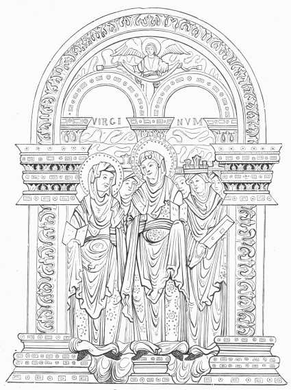 From St. Ethelwold's Benedictional. By Godeman, a Monk of Hyde Abbey. A.D. 970.  An Illuminated MS. in the possession of the Duke of Devonshire. From St. Ethelwold's Benedictional. By Godeman, a Monk of Hyde Abbey. A.D. 970.  An Illuminated MS. in the possession of the Duke of Devonshire.