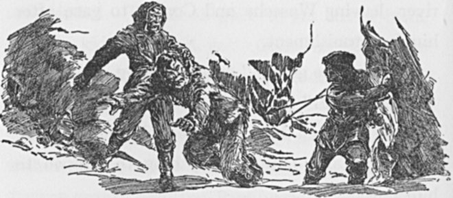 As they passed between the pillared rocks the Indians broke cover, hurling their copper-tipped harpoons as they ran. As they passed between the pillared rocks the Indians broke cover, hurling their copper-tipped harpoons as they ran.