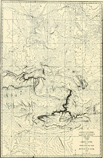 Green River from the U.P. Railway to White River, showing gorges through the Uinta Mountains.