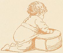 baby crawling on ottoman