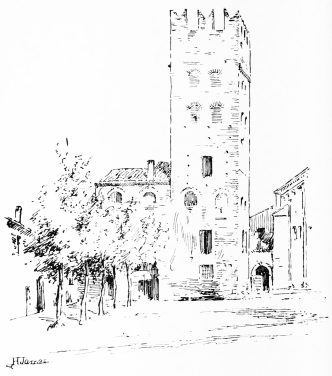 TOWER OF THE FORMER CONVENT OF S. ZENO  The only remaining fragment of the building when the mediæval German emperors stopt on their way to Rome.