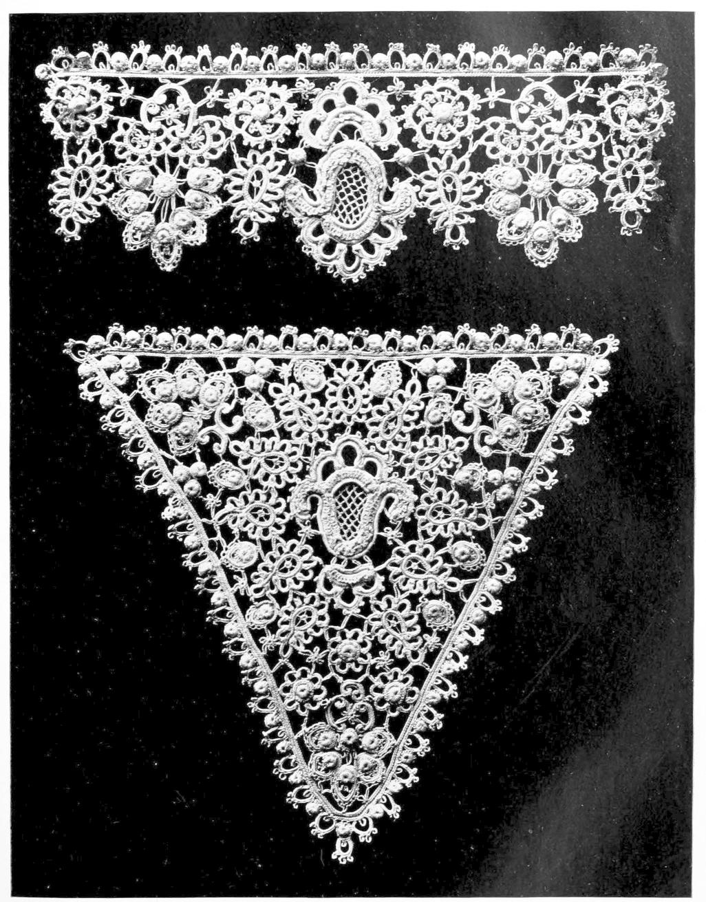 Lace strip and triangle in relief Lace strip and triangle in relief