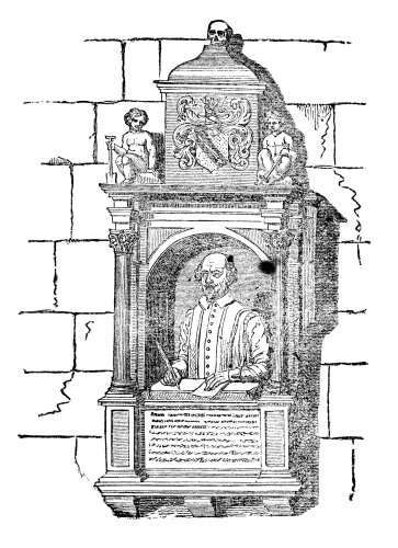 The bust of Shakespeare in its memorial niche.